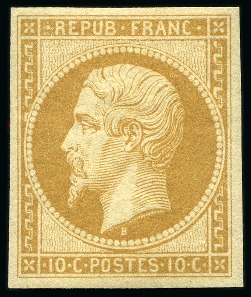 Stamp of France 1852 10c Présidence, Réimpression de 1862, neuf avec