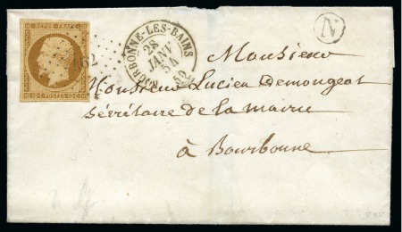 Stamp of France 1852 10c Présidence obl. PC 462 sur lettre locale de