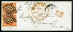 Stamp of France 1849 40c orange en paire sur lettre de St Quentin 13.10.1850