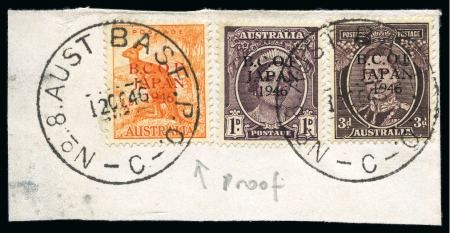 Stamp of Australia » Australian Troops in Japan 1946-47 Issue group incl. 1/2d with proof ovpt in red
