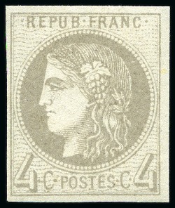Stamp of France 1870 4c Bordeaux gris, neuf sans ch., TB, cert. La