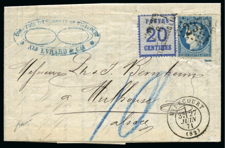 Stamp of France » Alsace-Lorraine 1871 Groupe de 3 lettres avec affranchissement mixte