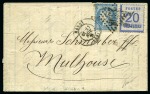 Stamp of France » Alsace-Lorraine 1871 Groupe de 3 lettres avec affranchissement mixte