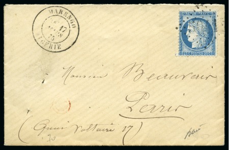Stamp of Colonies françaises » Algérie 1875 GC 5041 sur 20c Siège sur lettre de Marengo 17.03.75