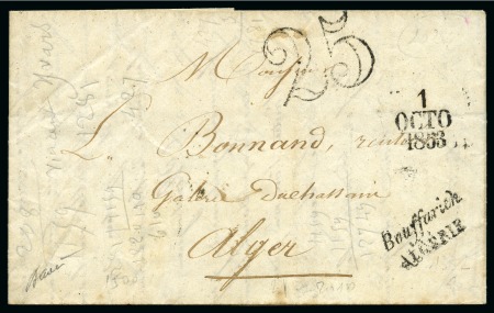 Stamp of Colonies françaises » Algérie Cursive Bouffarick (avec k) ALGERIE sur lettre pour