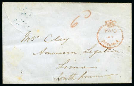 Stamp of Great Britain » British Post Offices Abroad » Crown Circle Handstamps 1855 Small neat stampless envelope to the American