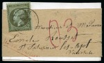 Stamp of France 1862 1c obl. Avignon 16.07.1867 sur envoi de carte