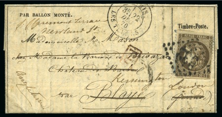 Stamp of France » Guerre de 1870-1871 Rarissime utilisation d'un 30c Bordeaux utilisé en