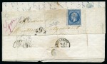 Stamp of Italian States » Tuscany 1860 20c Blue in pair tied Livorno on folded cover