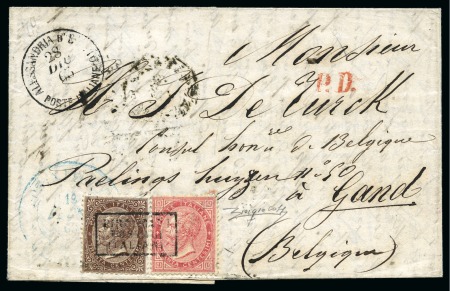 Stamp of Egypt » Italian Post Offices 1863 30c Brown and 40C rose, De La Rue printing,  cancelled