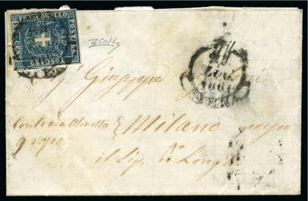 Stamp of Italian States » Tuscany 1860 20c Grey-blue tied by rare banderole SIENA 25.7.1861