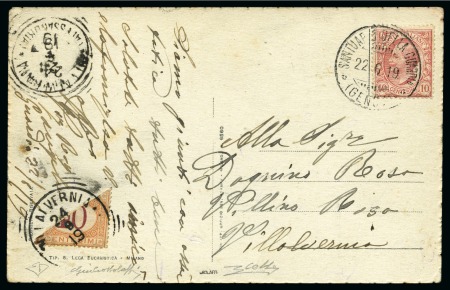 Stamp of Italy 1919 Picture postcard from Genova to Villavernia insufficiently