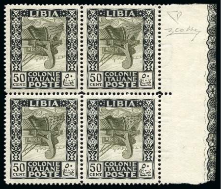 Stamp of Italy » Italian Colonies and Possessions » Libya 1924 Pictorials 50c Black and olive, CENTRE INVERTED,