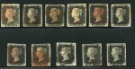 Stamp of Great Britain » 1840 1d Black and 1d Red plates 1a to 11 1840 1d Black pl.1a to 10 (one of each plate) group of used