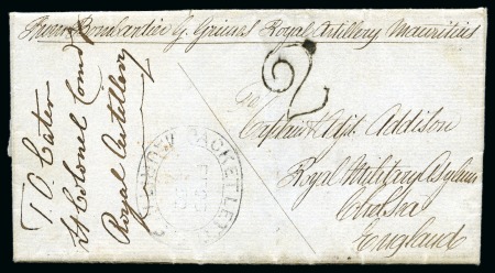 Stamp of Mauritius 1852 Soldier's entire from 'Bombardier G. Grimes, Royal