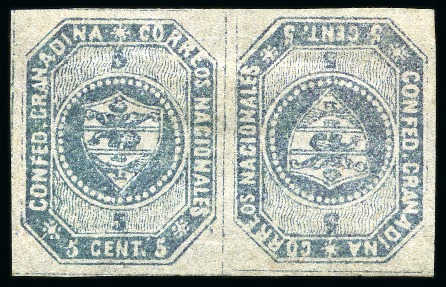 Stamp of Colombia » General issues 1859 Coat of Arms, 5c Slate-blue, horizontal TÊTE-BÊCHE