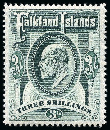 Stamp of Falkland Islands 1904-12 MCA 3s green, mint, fine (SG £180)
