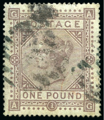 Stamp of Great Britain » 1855-1900 Surface Printed 1867-83 Wmk Anchor £1 brown-lilac on blued paper used