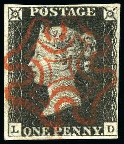 Stamp of Great Britain » 1840 1d Black and 1d Red plates 1a to 11 1840 1d Black pl.6 LD with close to good margins, crisp