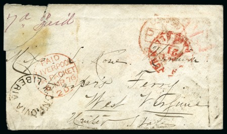 Stamp of Liberia 1876 Stampless envelope handstamped circular MONROVIA