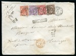 Stamp of Italy 1864 Exceptionnal reg'd cover to France franked at