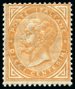 Stamp of Italy 1863-65 Victor Emmanuel II 10c buff, Turin printing