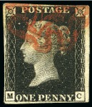 Stamp of Great Britain » 1840 1d Black and 1d Red plates 1a to 11 1840 1d Black used group of 14, several with four margins