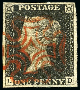 Stamp of Great Britain » 1840 1d Black and 1d Red plates 1a to 11 1840 1d Black used group of 15, several with four margins