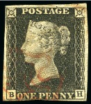 Stamp of Great Britain » 1840 1d Black and 1d Red plates 1a to 11 1840 1d Black used group of 15, several with four margins