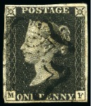 Stamp of Great Britain » 1840 1d Black and 1d Red plates 1a to 11 1840 1d Black used group of 15, several with four margins