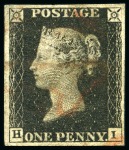 Stamp of Great Britain » 1840 1d Black and 1d Red plates 1a to 11 1840 1d Black used group of 15, several with four margins