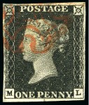 Stamp of Great Britain » 1840 1d Black and 1d Red plates 1a to 11 1840 1d Black used group of 15, several with four margins