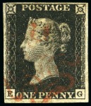 Stamp of Great Britain » 1840 1d Black and 1d Red plates 1a to 11 1840 1d Black used group of 15, several with four margins