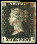 Stamp of Great Britain » 1840 1d Black and 1d Red plates 1a to 11 1840 1d Black used group of 15, several with four margins