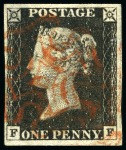 Stamp of Great Britain » 1840 1d Black and 1d Red plates 1a to 11 1840 1d Black used group of 15, several with four margins