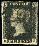 Stamp of Great Britain » 1840 1d Black and 1d Red plates 1a to 11 1840 1d Black used group of 15, several with four margins