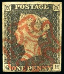 Stamp of Great Britain » 1840 1d Black and 1d Red plates 1a to 11 1840 1d Black used group of 15, several with four margins