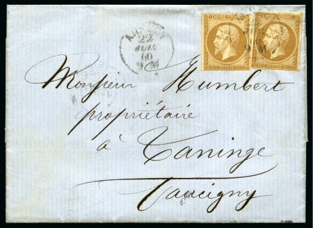Stamp of Auction catalogues ANNECY Deux 10c Napoléon obl. càd sarde Annecy 22.06.1860