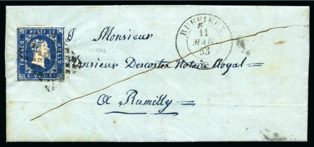 Stamp of Auction catalogues RUFFIEUX 20c Iè obl. grille sur lettre avec càd Ruffieux