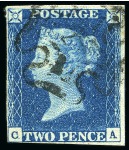 Stamp of Great Britain » 1840 2d Blue (ordered by plate number) 1840 2d Blue used group of 15, a few with four margins, various faults, some with nice cancels