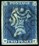 Stamp of Great Britain » 1840 2d Blue (ordered by plate number) 1840 2d Blue used group of 16, a few with four margins, various faults, some with nice cancels