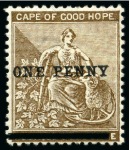 Stamp of South Africa » Cape of Good Hope 1893 1d on 2d pale bistre, pair and single, mint nh,