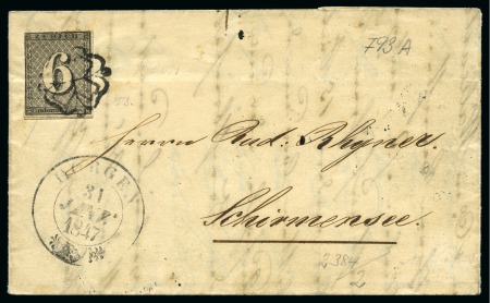 Stamp of Switzerland / Schweiz » Kantonalmarken » Zürich 6Rp (Type III), waagrechte Untergrundlinien, mit schwarzer