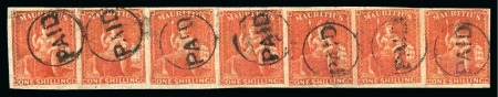 Stamp of Mauritius » Later Issues The largest known used multiple of the 1859-61 Britannia 1s vermilion