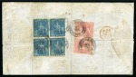 Stamp of Mauritius » Later Issues 1859-61 6d blue, a block of four and 1860-63 4d rose on cover