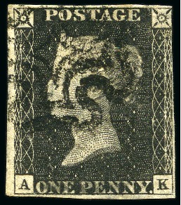 Stamp of Great Britain » 1840 1d Black and 1d Red plates 1a to 11 1840 Black (2) & 1d Red (23) pl.11 selection from row A