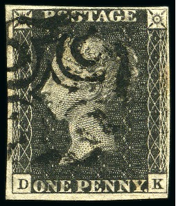 Stamp of Great Britain » 1840 1d Black and 1d Red plates 1a to 11 1840 1d Black pl.11 DK with close to good margins,