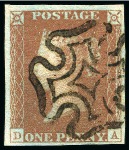 Stamp of Great Britain » 1840 1d Black and 1d Red plates 1a to 11 1840 1d Red pl.11 selection (28) plus 3 margin 1d black from row D