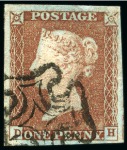 Stamp of Great Britain » 1840 1d Black and 1d Red plates 1a to 11 1840 1d Red pl.11 selection (28) plus 3 margin 1d black from row D