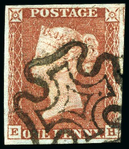Stamp of Great Britain » 1840 1d Black and 1d Red plates 1a to 11 1840 1d Red pl.11 selection (25) plus 3 margin 1d black from row E
